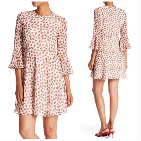 Donna Morgan Rose Print Bell Sleeve Dress - Picture 1 of 2